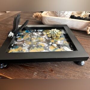 Hand Crafted Black and Gold Decorative vanity accent Tray